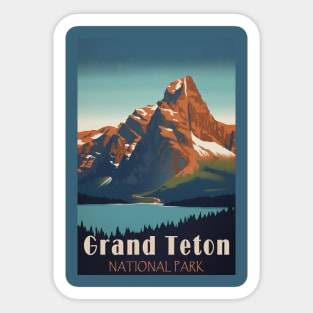 Grand Teton National Park Vintage Travel Poster Sticker